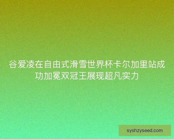 谷爱凌在自由式滑雪世界杯卡尔加里站成功加冕双冠王展现超凡实力