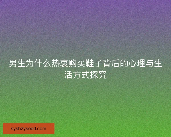 男生为什么热衷购买鞋子背后的心理与生活方式探究