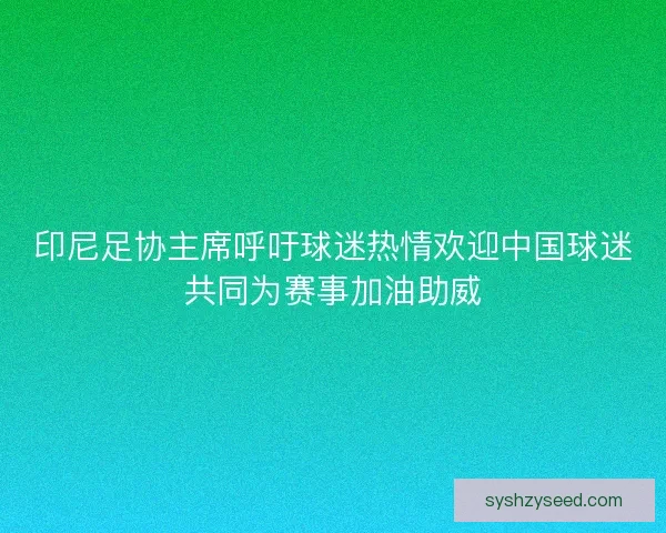 印尼足协主席呼吁球迷热情欢迎中国球迷共同为赛事加油助威