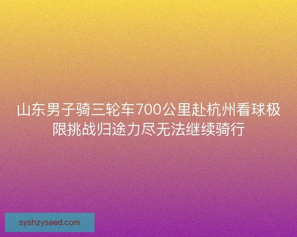 山东男子骑三轮车700公里赴杭州看球极限挑战归途力尽无法继续骑行
