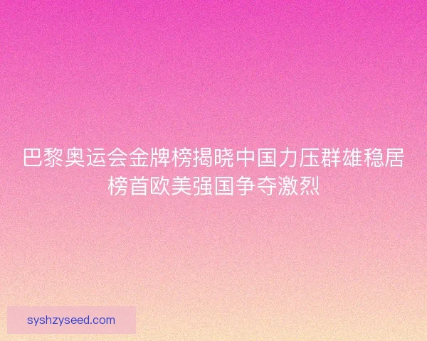 巴黎奥运会金牌榜揭晓中国力压群雄稳居榜首欧美强国争夺激烈